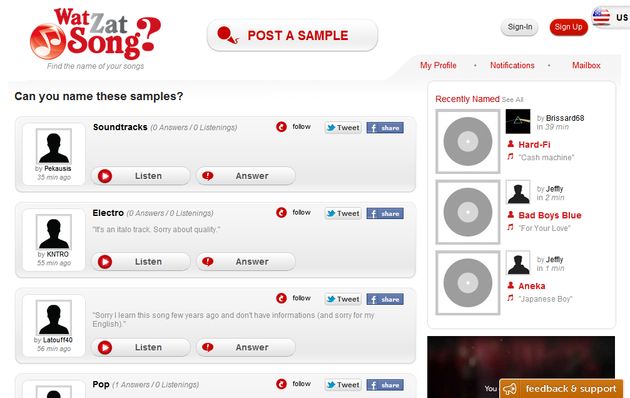 WatZatSong, inteligencia colectiva para descubrir el título de una canción