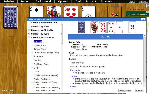 World of Solitaire, más de 50 juegos de solitario para jugar en tu navegador
