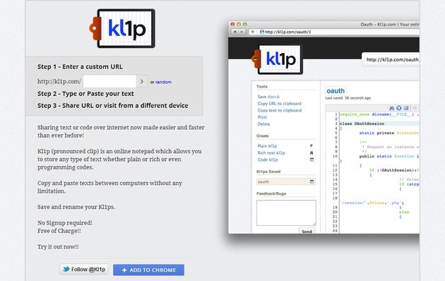 Kl1p, comparte rápidamente todo tipo de textos