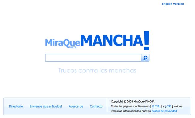 MiraQueMANCHA, curioso buscador de trucos para eliminar manchas