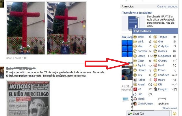 MyEmotions, un menú de emoticonos para el chat de Facebook (Chrome)