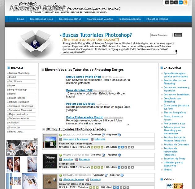Photoshop Designs: más de 1000 tutoriales gratuitos, y en español, para trabajar con Photoshop
