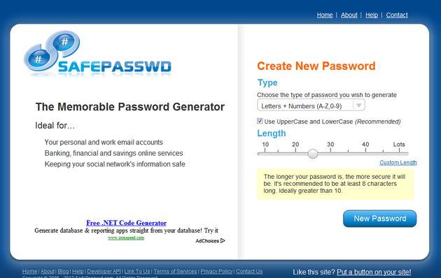 SafePasswd, generador gratuito de contraseñas seguras