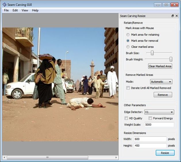 Seam Carving GUI, aplicación multiplataforma gratuita para eliminar objetos o personas de fotos