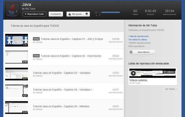 Videotutorial gratuito, y en español, de programación en Java