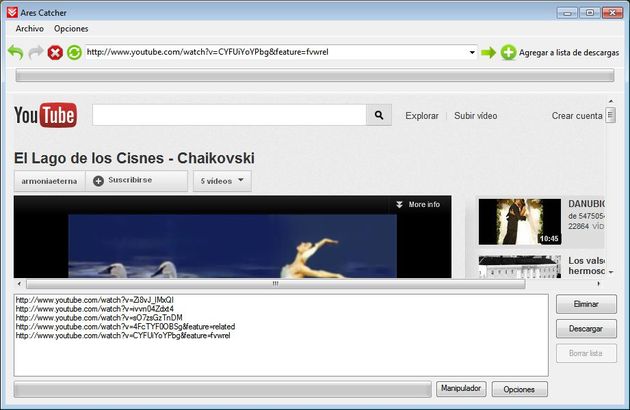 Ares Catcher, software gratuito para descargar vídeos de 