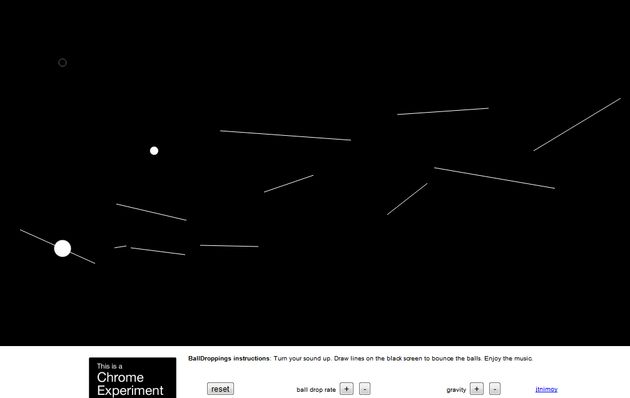 BallDroppings, un experimento para Chrome que nos permite crear melodías dibujando líneas