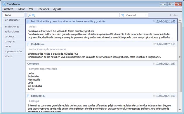 CintaNotes, software gratuito para crear y organizar anotaciones