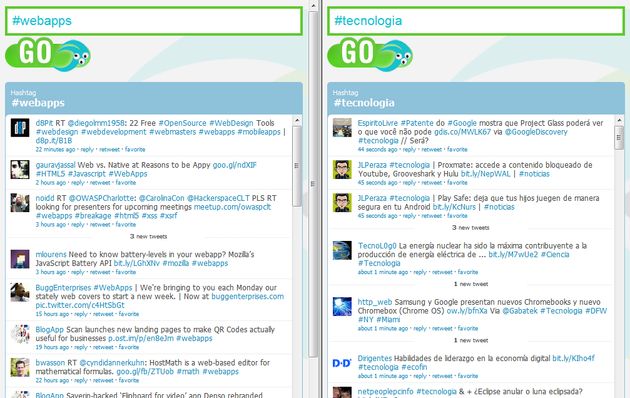 Eyeooo, realiza el seguimiento simultáneo de dos hashtags de Twitter