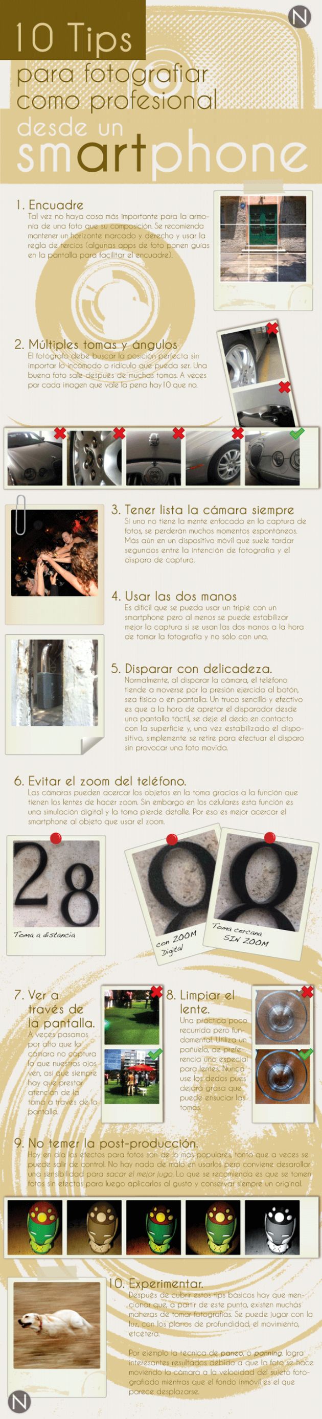 Infografía con 10 útiles consejos para hacer fotos profesionales desde el smartphone
