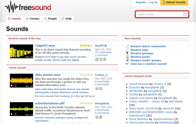Freesound, banco de sonidos de dominio público o con licencia Creative Commons