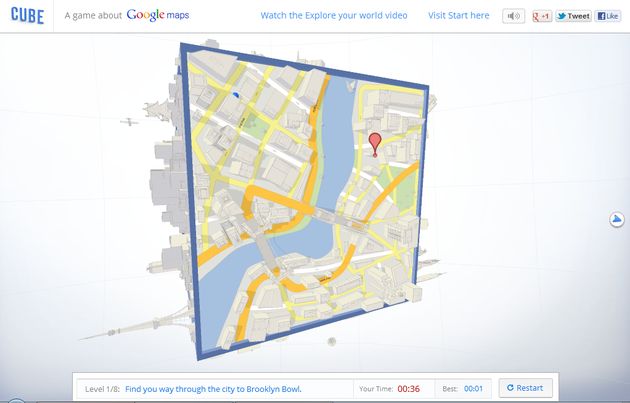 Maps Cube, entretenido juego sobre un cubo 3D de Google Maps