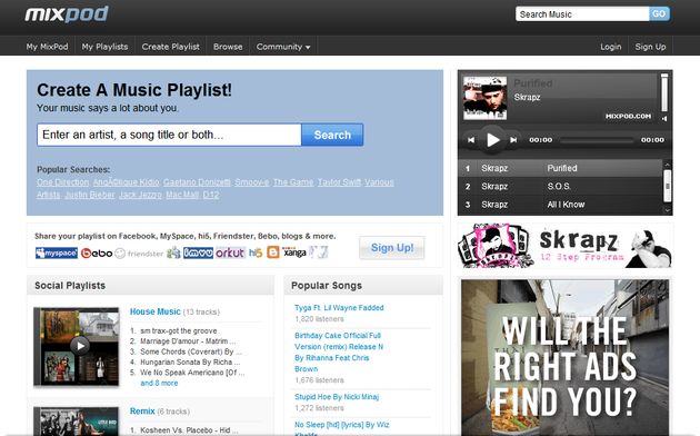 MixPod, otra interesante opción para crear playlists y escuchar música online