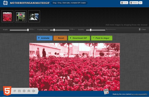 Mothereffing Animated Gif, webapp gratuita en HTML5 para crear animaciones gif con arrastrar y soltar