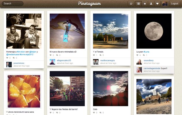 La apariencia de Pinterest más las fotos de Instagram es igual a Pinstagram