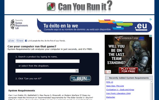 Can You Run It?, un solo clic para conocer si tu PC dispone de recursos para correr un juego