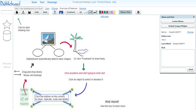 Dabbleboard, pizarra virtual y online para realizar bocetos o esquemas de forma colaborativa