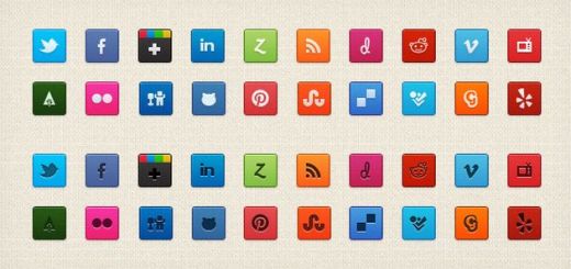 Purty Social Icon Set, 40 bellos iconos sociales de forma cuadrada