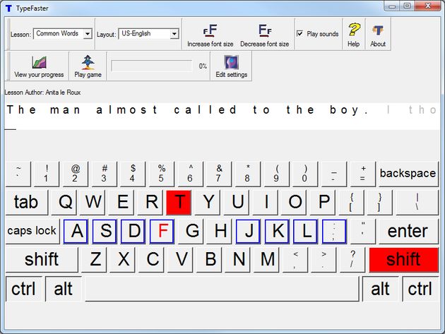 TypeFaster Typing Tutor Portable, un tutor de mecanografía gratuito y portable