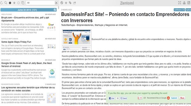 Zentomi, una alternativa a Google Reader mucho más atractiva visualmente