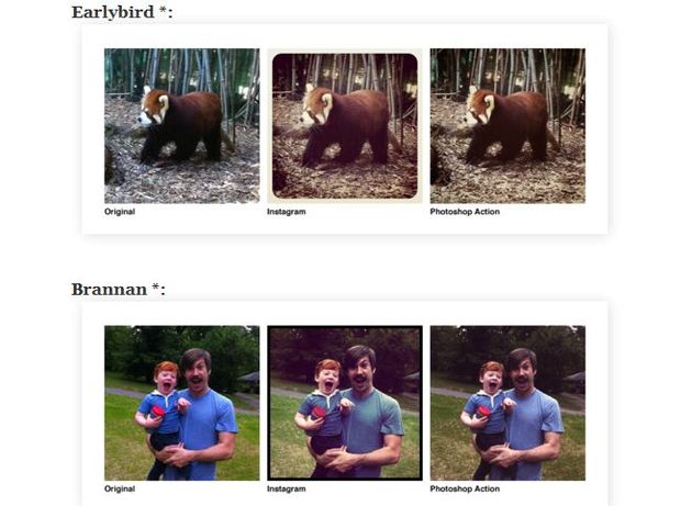 Colección de filtros de Instagram como acciones para Photoshop