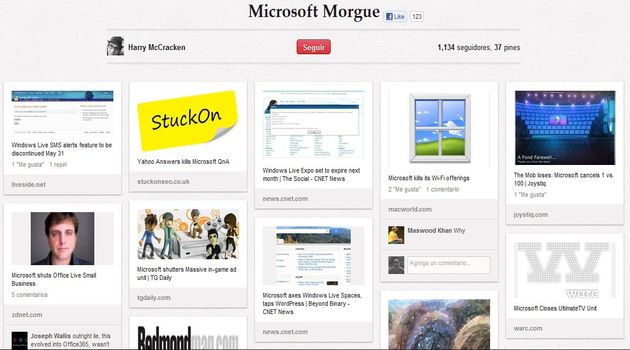 Microsoft Morgue y Google Graveyard, dos tableros de Pinterest con los proyectos fallidos de Google y Microsoft
