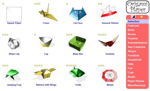 Origami Player, un sitio para los aficionados a la papiroflexia o los que quieren aprender