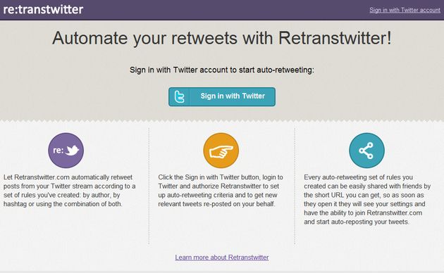 Retranstwitter, retweets automatizados atendiendo a unas reglas