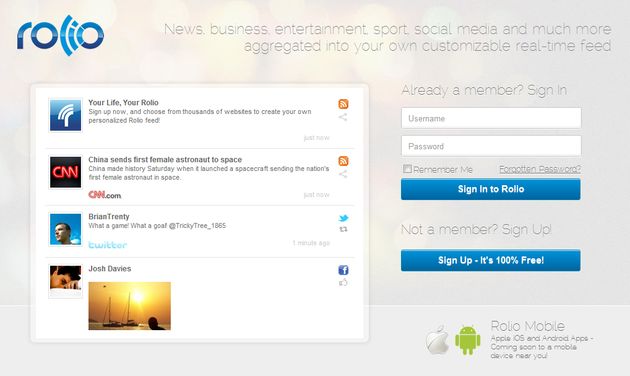 Rolio, sigue las publicaciones de Twitter y Facebook y todos tus sitios favoritos en este servicio online