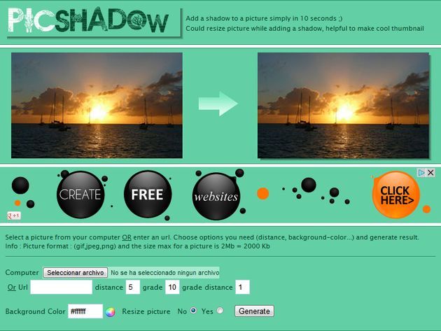 PicShadow, sencilla utilidad web para agregar sombras a tus fotografías