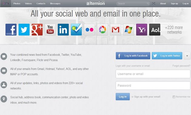 Alternion, más de 220 redes sociales y servicios de correo bajo una misma interfaz