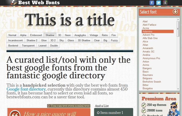 Bestwebfonts, amplia selección con las mejores fuentes de Google para implantar fácilmente en tus sitios