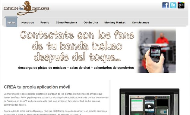 Infinite Monkeys: herramienta web para crear apps Android, iPhone y HTML5 sin necesidad de programar