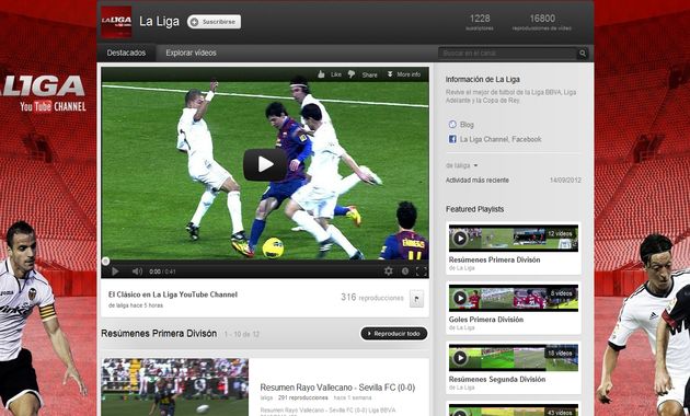 La Liga: nuevo canal de YouTube con los goles, resúmenes y entrevistas de la liga BBVA, Adelante y Copa del Rey