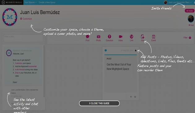 Mightybell, crea un mural virtual personalizable para compartir o presentar todo tipo de contenidos