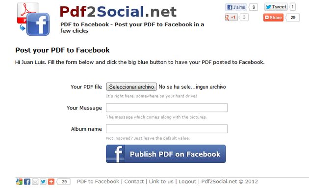 Pdf2Social, práctico servicio para publicar documentos PDF en Facebook