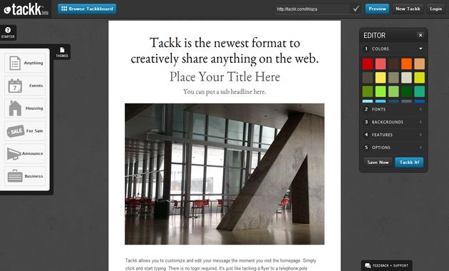Tackk: una herramienta web para crear boletines, panfletos, carteles, presentaciones de productos, etc