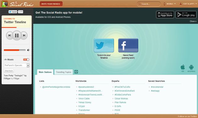 The Social Radio, escucha los tweets de tu timeline en tu navegador con música de fondo