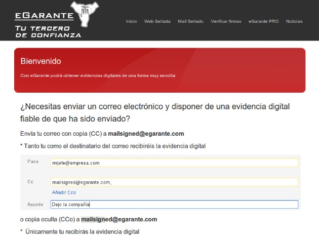 eGarante, un servicio gratuito que certifica el envío de tus emails