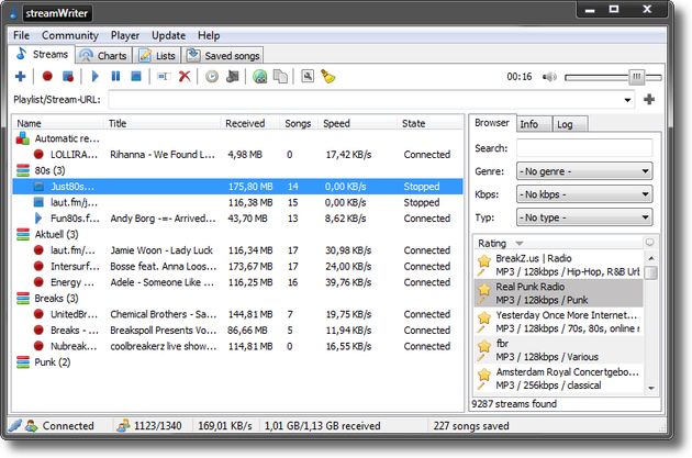 streamWriter: escucha radios online, graba las emisiones o los temas y edita los audios