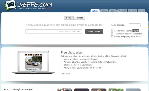 Deffe, servicio de alojamiento gratuito para tus fotografías