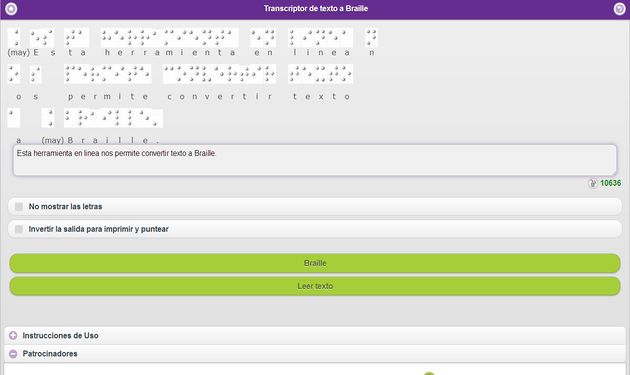 HetaH Transcriptor, una herramienta online gratuita para transcribir texto a Braille