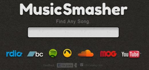 Nuevo diseño de Music Smasher, busca canciones en Mog, YouTube, Rdio, Grooveshark, Bandcamp, Spotify y SoundCloud
