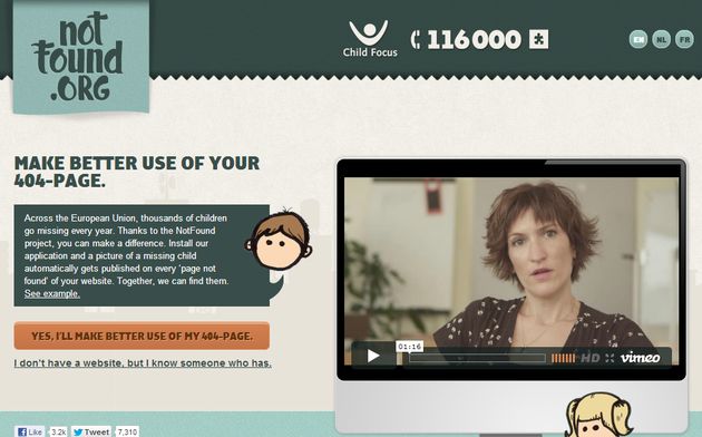 Notfound, personaliza tus páginas de error 404 para mostrar imágenes de personas desaparecidas