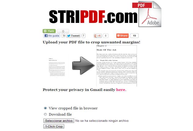StriPDF, herramienta web gratuita para cortar los márgenes de documentos PDF
