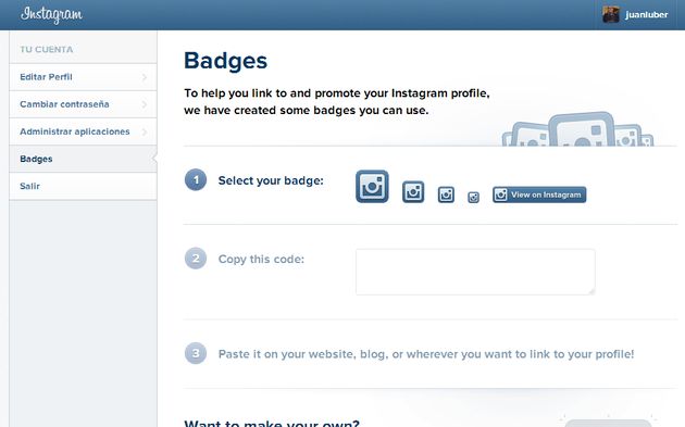 Ahora también podemos usar badges para promocionar nuestro perfil web de Instagram