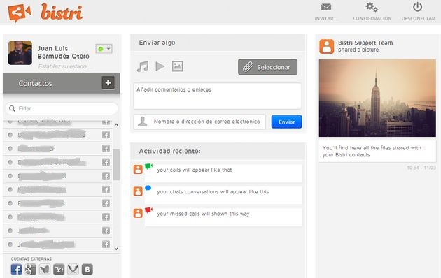 Bistri, comparte archivos multimedia de forma privada y haz videochat con tus amigos de las redes sociales