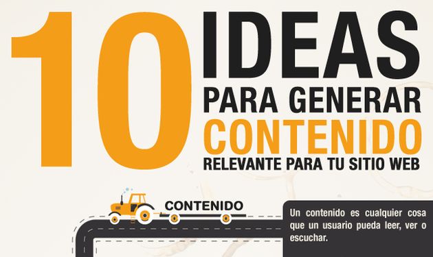 Una infografía con 10 ideas para generar contenido relevante para tu sitio