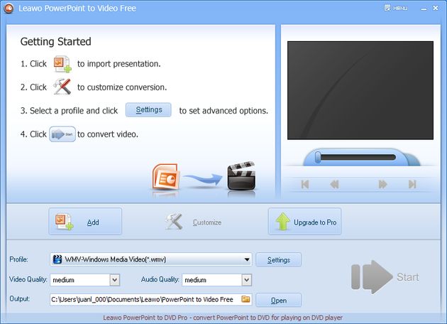 Free Leawo PowerPoint to Video, software gratuito para convertir presentaciones PowerPoint a vídeo