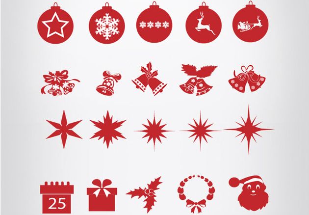 Christmas Silhouettes Mega Pack, más de 100 iconos navideños gratuitos en formato PSD